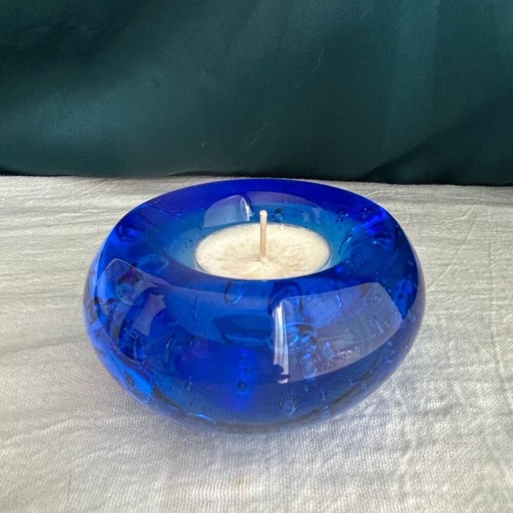 Blue Controlled Bubble IKEA Votive Candle Holder Paperweight